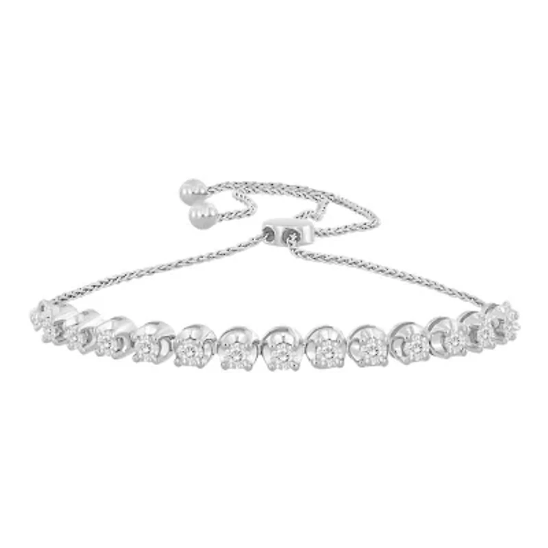 Sterling Silver 1/4ct Round Diamond Ladies Bracelet
