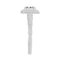 14K White Gold 1 ct Round/Baguette/Emerald Diamond Ladies Ring