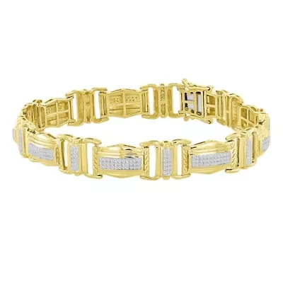 10K Yellow Gold 1.00ct Round Diamond Mens Bracelet (8.5inch)
