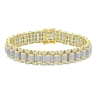 10K Yellow Gold 2.25ct Round Diamond Mens Bracelet (8.5inch)