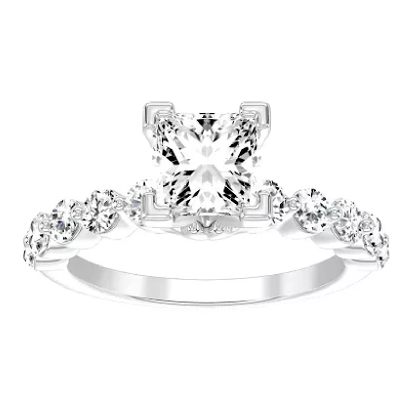 14K White Gold 1 1/2ct Round/Pear Diamond Ladies Ring