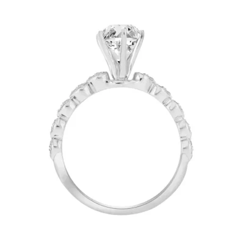 14K White Gold 1 1/10ct Round/Pear Diamond Ladies Ring