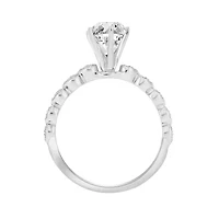 14K White Gold 1 1/10ct Round/Pear Diamond Ladies Ring