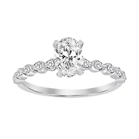 14K White Gold 1 1/6ct Round/Oval Diamond Ladies Ring
