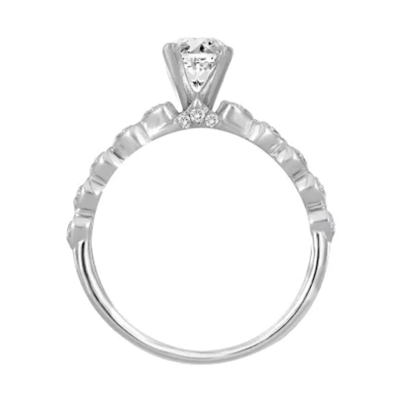 14K White Gold 1 1/6ct Round/Oval Diamond Ladies Ring