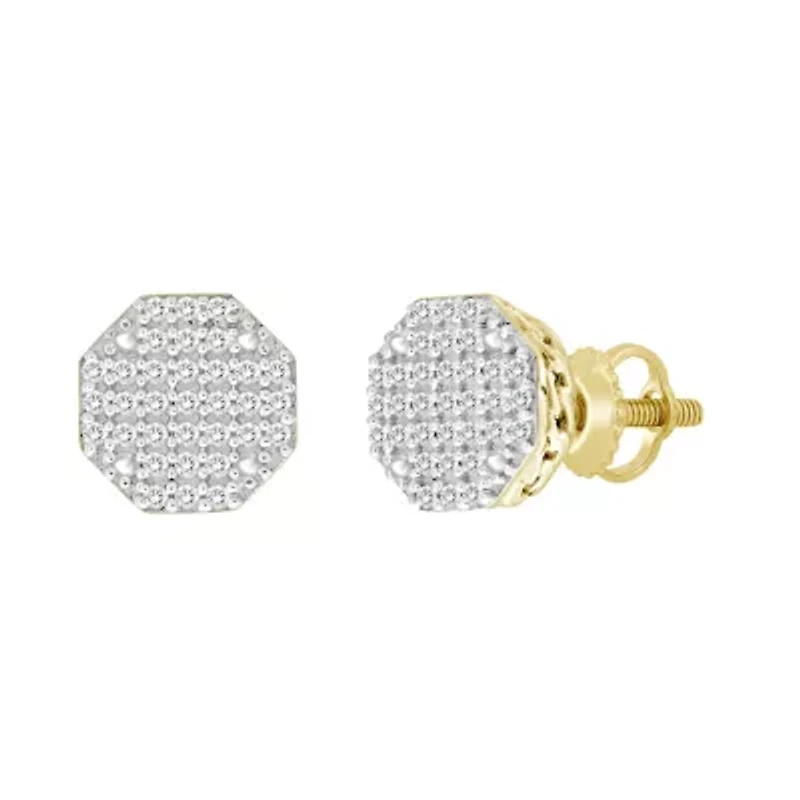 1/6ct. t.w. Hexagon Shape Diamond Stud Earring in Gold-Plated Sterling Silver