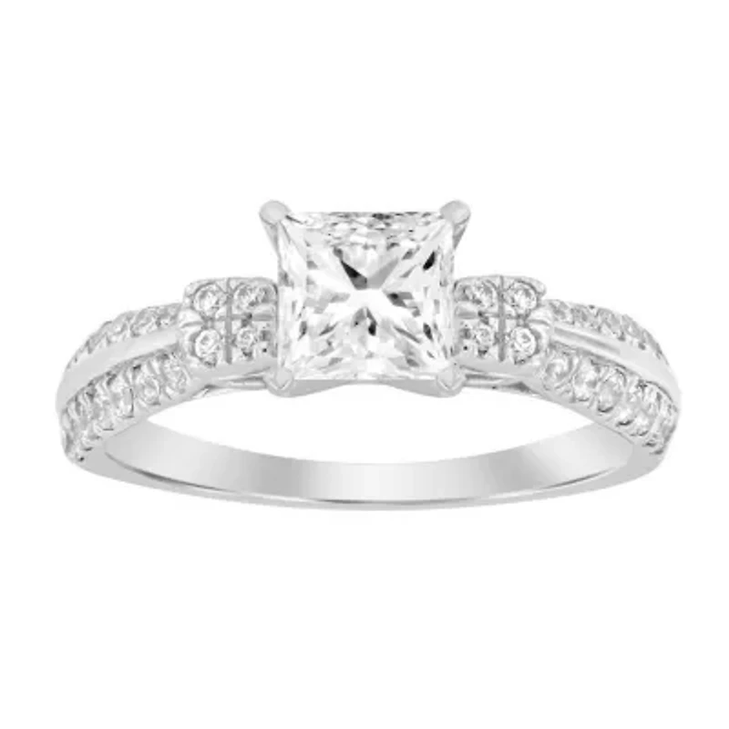 14K White Gold 1 1/3ct Round/Princess Diamond Ladies Ring