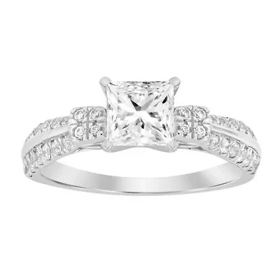 14K White Gold 1 1/3ct Round/Princess Diamond Ladies Ring