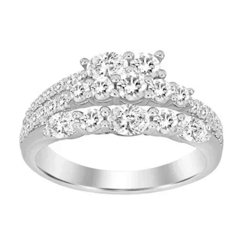 14K White Gold 1 1/4ct Round/Oval Diamond Ladies Ring