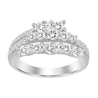 14K White Gold 1 1/4ct Round/Oval Diamond Ladies Ring