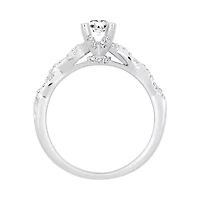 14K White Gold 1 ct Round/Emerald Diamond Ladies Ring