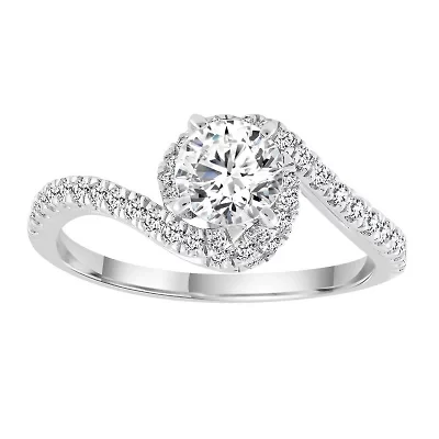 14K White Gold 1 1/3ct Round Diamond Ladies Ring
