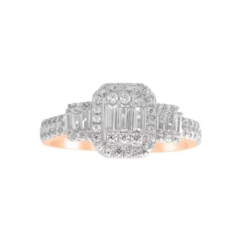 14K Rose Gold 3/4ct Round/Baguette Diamond Ladies Ring