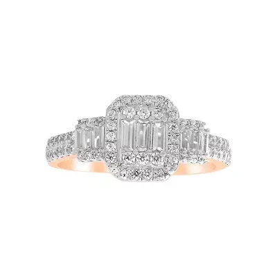 14K Rose Gold 3/4ct Round/Baguette Diamond Ladies Ring