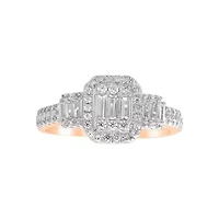 14K Rose Gold 3/4ct Round/Baguette Diamond Ladies Ring