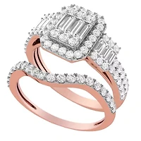 14K Rose Gold 3/4ct Round/Baguette Diamond Ladies Ring