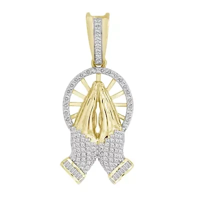 10K Yellow Gold 1/6ct Round/Baguette Diamond Mens Charm