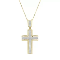 1/4ct. t.w. Diamond Cross Men's Charm in 10K Yellow Gold