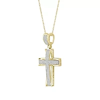 1/4ct. t.w. Diamond Cross Men's Charm in 10K Yellow Gold