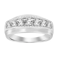 10K White Gold 1.00ct Round Diamond Mens Band