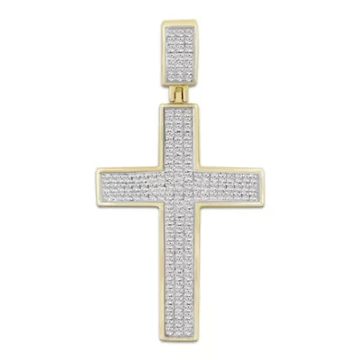 1/2ct. t.w. Diamond Cross Men's Charm in 10K Yellow Gold