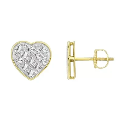 1/20ct. t.w. Heart Shape Diamond Stud Earring in 10K Yellow Gold