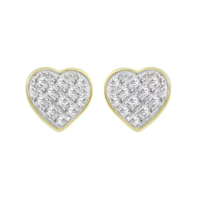 1/20ct. t.w. Heart Shape Diamond Stud Earring in 10K Yellow Gold