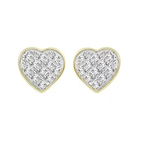 1/20ct. t.w. Heart Shape Diamond Stud Earring in 10K Yellow Gold