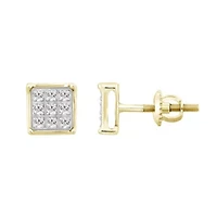 1/20ct. t.w. Square Shape Diamond Stud Earring in 10K Yellow Gold