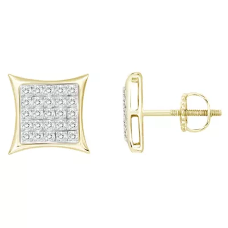 1/6ct. t.w. Kite Shape Diamond Stud Earring in 10K Yellow Gold