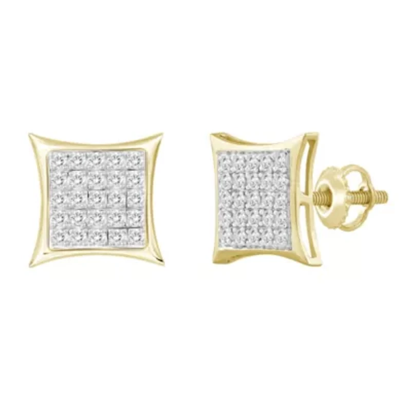 1/6ct. t.w. Kite Shape Diamond Stud Earring in 10K Yellow Gold