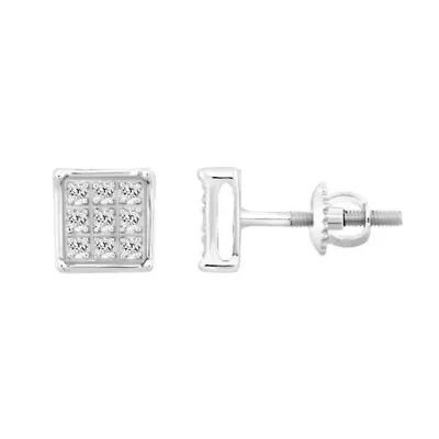 1/20ct. t.w. Square Shape Diamond Stud Earring in Sterling Silver