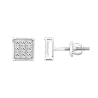1/20ct. t.w. Square Shape Diamond Stud Earring in Sterling Silver