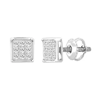 1/20ct. t.w. Square Shape Diamond Stud Earring in Sterling Silver