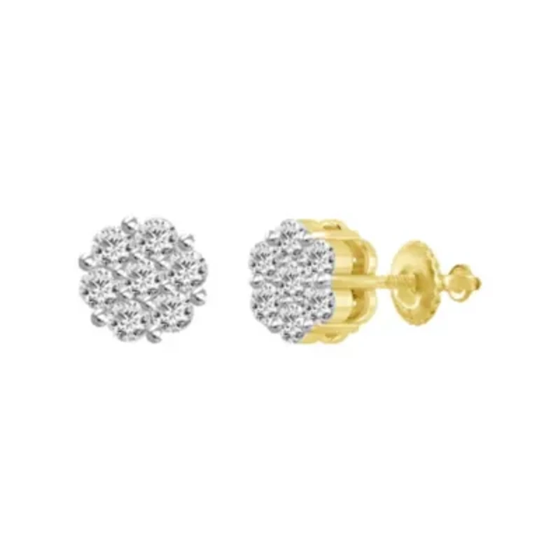 1/6ct. t.w. Flower Diamond Stud Earring in 10K Yellow Gold