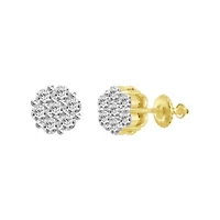 1/6ct. t.w. Flower Diamond Stud Earring in 10K Yellow Gold