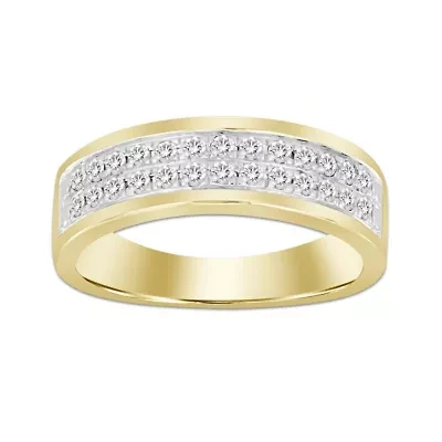 14K Yellow Gold 1/3ct Round Diamond Mens Band