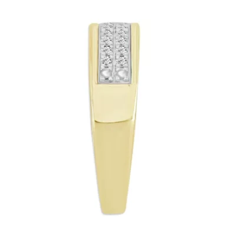 14K Yellow Gold 1/3ct Round Diamond Mens Band