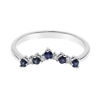 Blue Sapphire Ring 10K White Gold