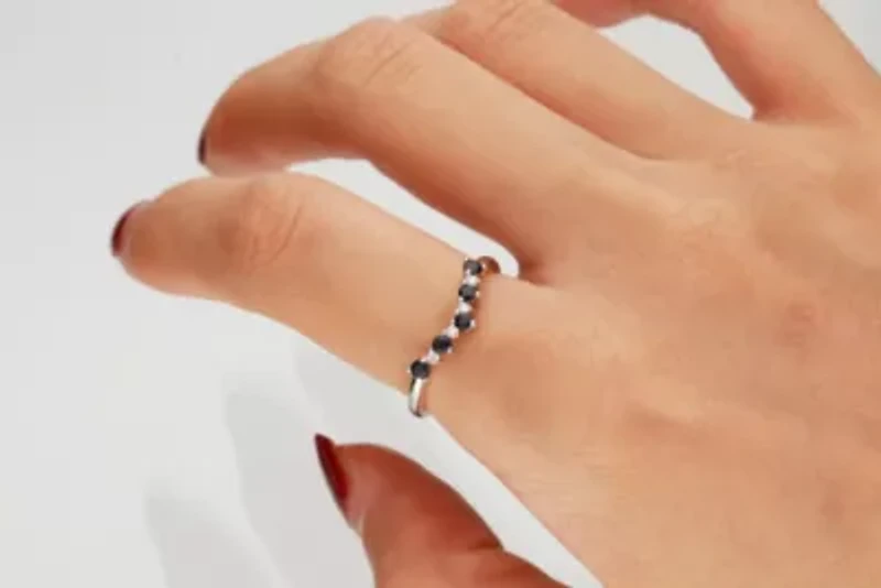 Blue Sapphire Ring 10K White Gold