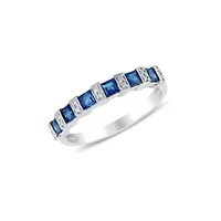 Blue Sapphire Ring 14K White Gold