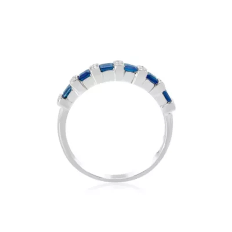 Blue Sapphire Ring 14K White Gold