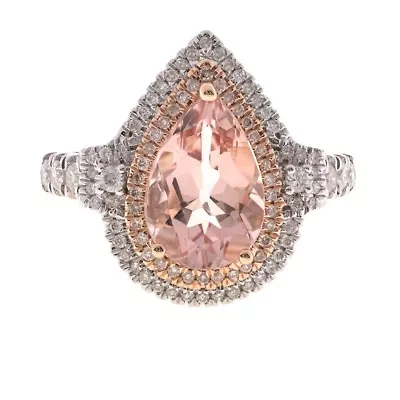 Morganite Ring 14K Two-Tone Gold