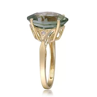 Green Amethyst Ring 10K Yellow Gold