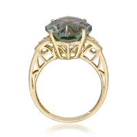 Green Amethyst Ring 10K Yellow Gold