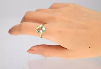 Green Amethyst Ring 10K Yellow Gold