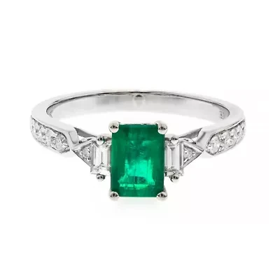 EMERALD Ring 10K WHITE GOLD