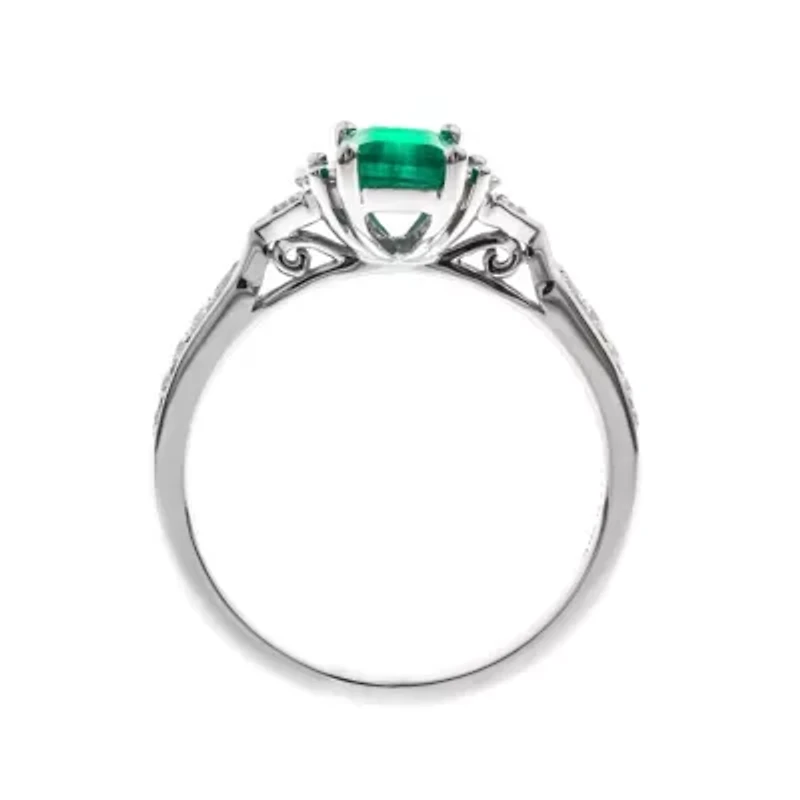 EMERALD Ring 10K WHITE GOLD