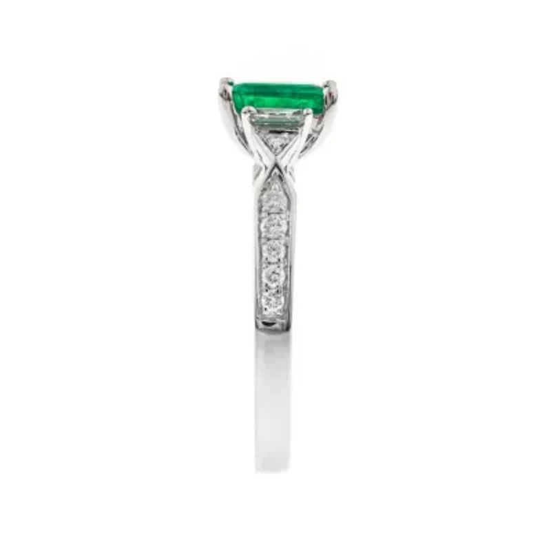 EMERALD Ring 10K WHITE GOLD