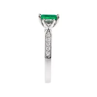 EMERALD Ring 10K WHITE GOLD